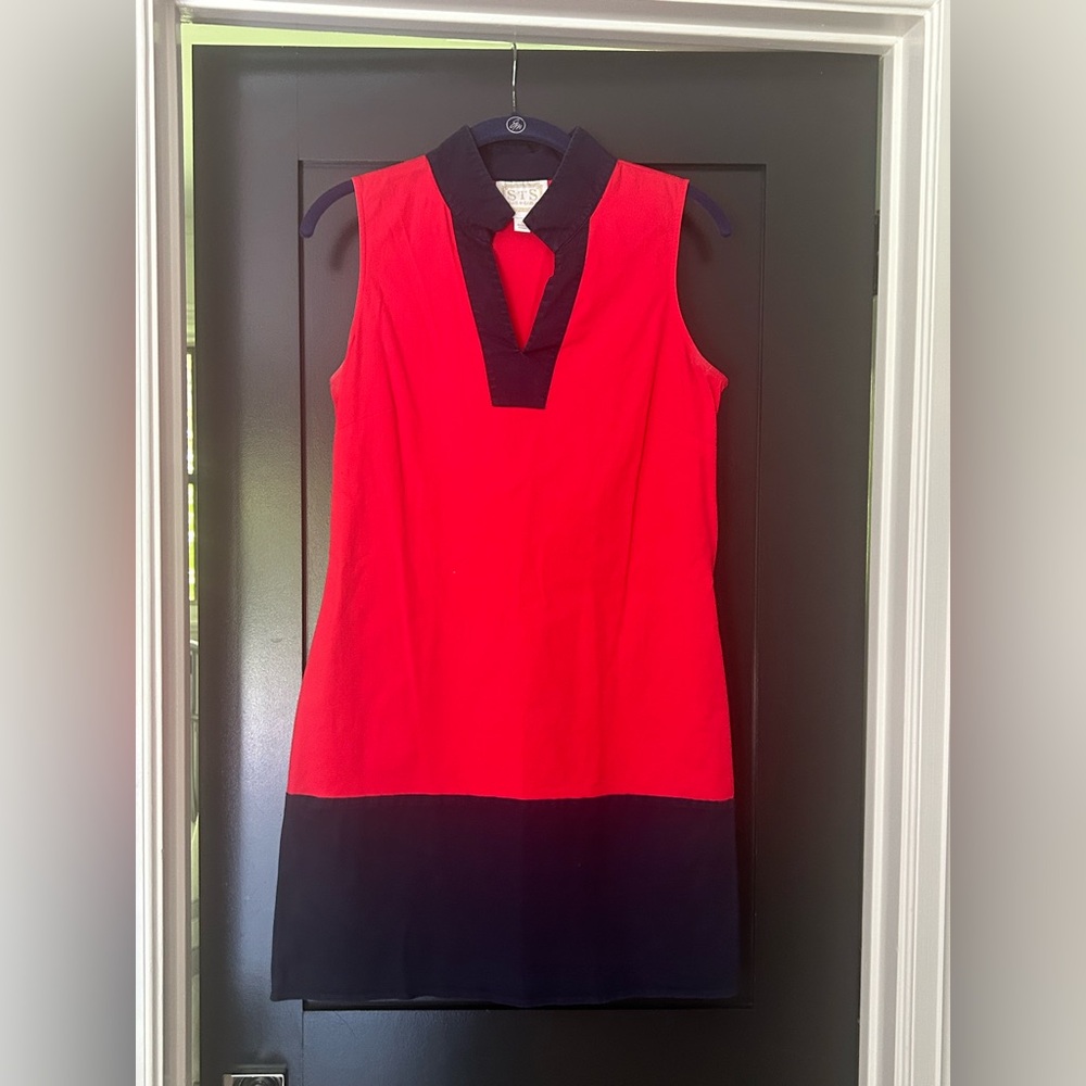 Sail to Sable Red and Blue Sheath Dress V-Neck Sleeveless